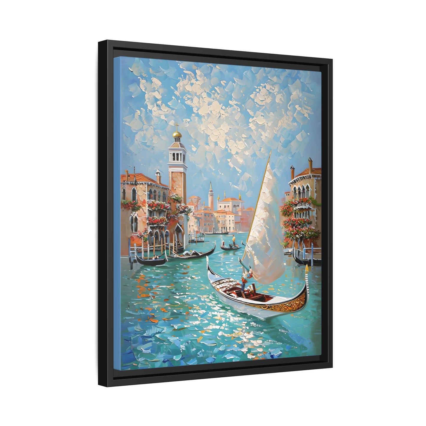 Vibrant Impressionist Venice Scene with Gondolas and Sunlight