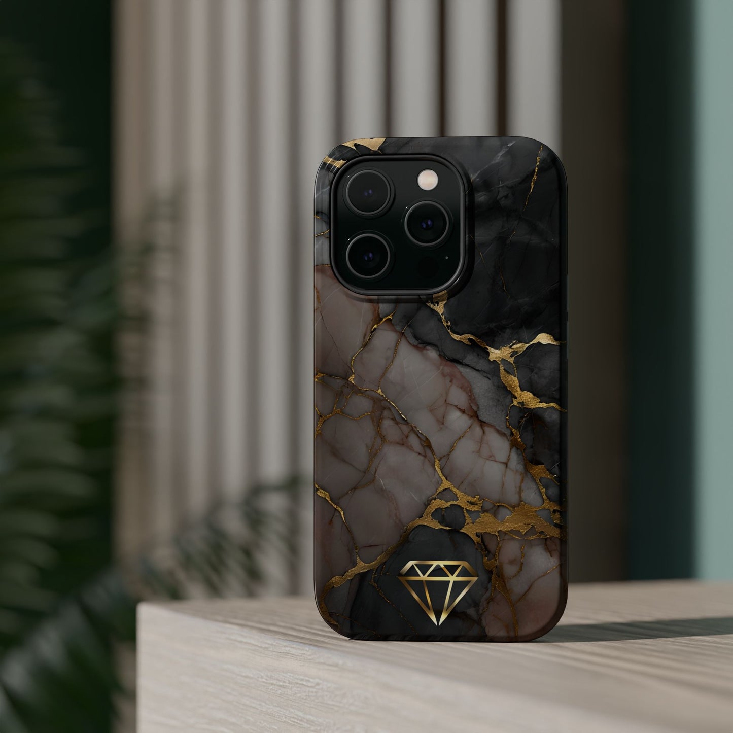 Elegant Marble Magnetic Tough Case with Gold Accents