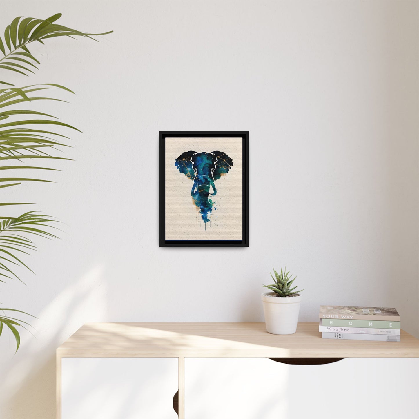 Bohemian Elephant Watercolour Art Print framed Canvas.