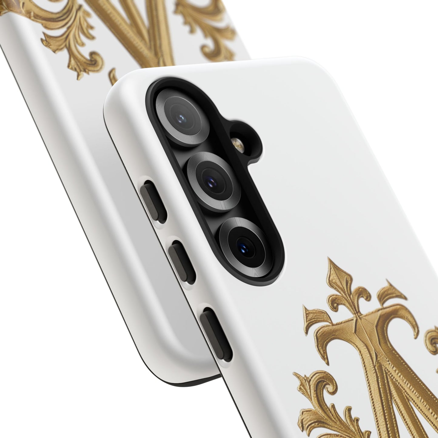Elegant Phone Case with Floral Gold Monogram Design Print