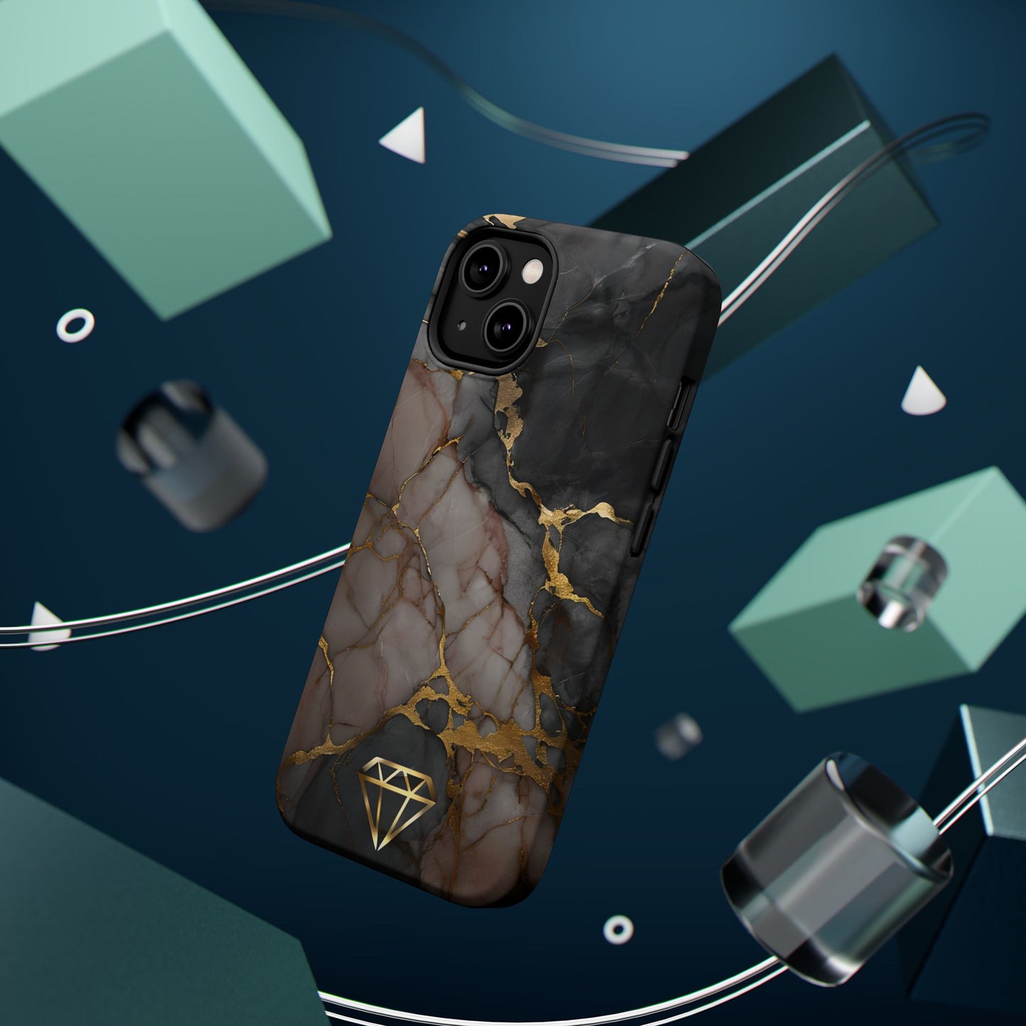 Elegant Marble Magnetic Tough Case with Gold Accents