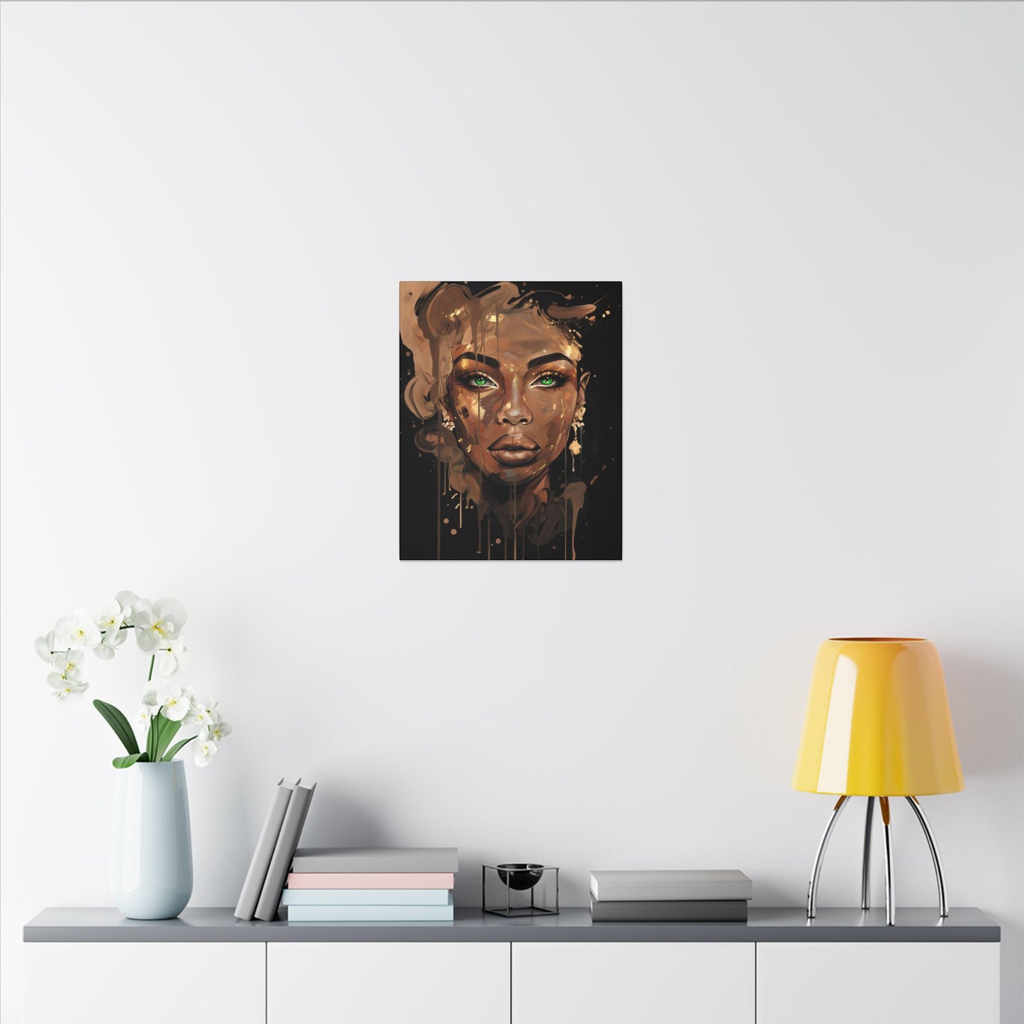 Artistic Canvas Print of Beautiful Woman with Green Eyes