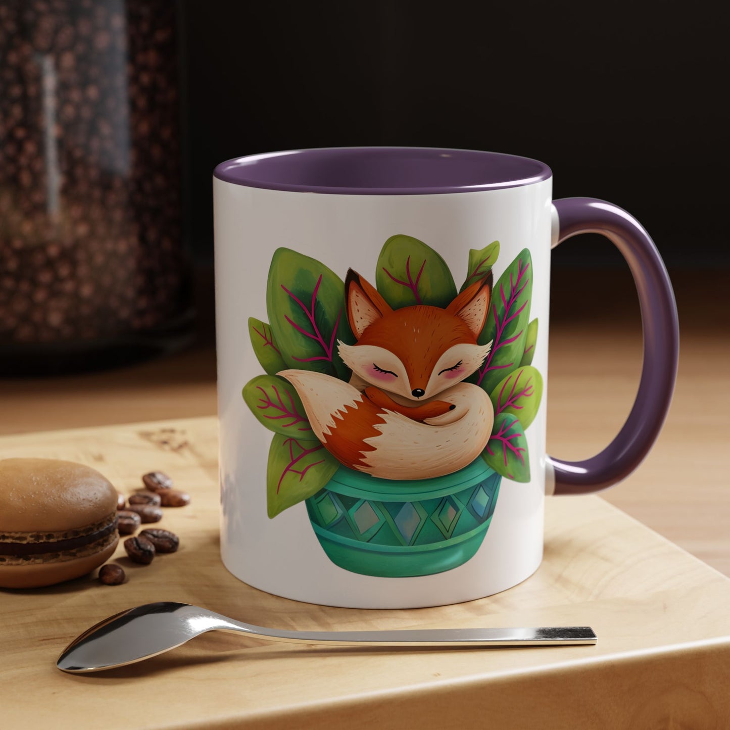 Cozy Fox Accent Coffee Mug - 11 & 15oz, Perfect for Nature Lovers