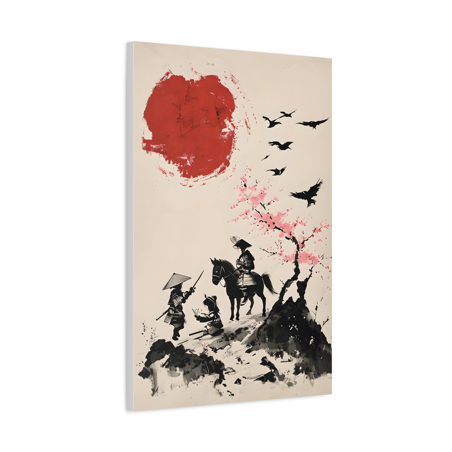 Children Playing Amid Cherry Blossom - Japanese Landscape Canvas Wall Art –