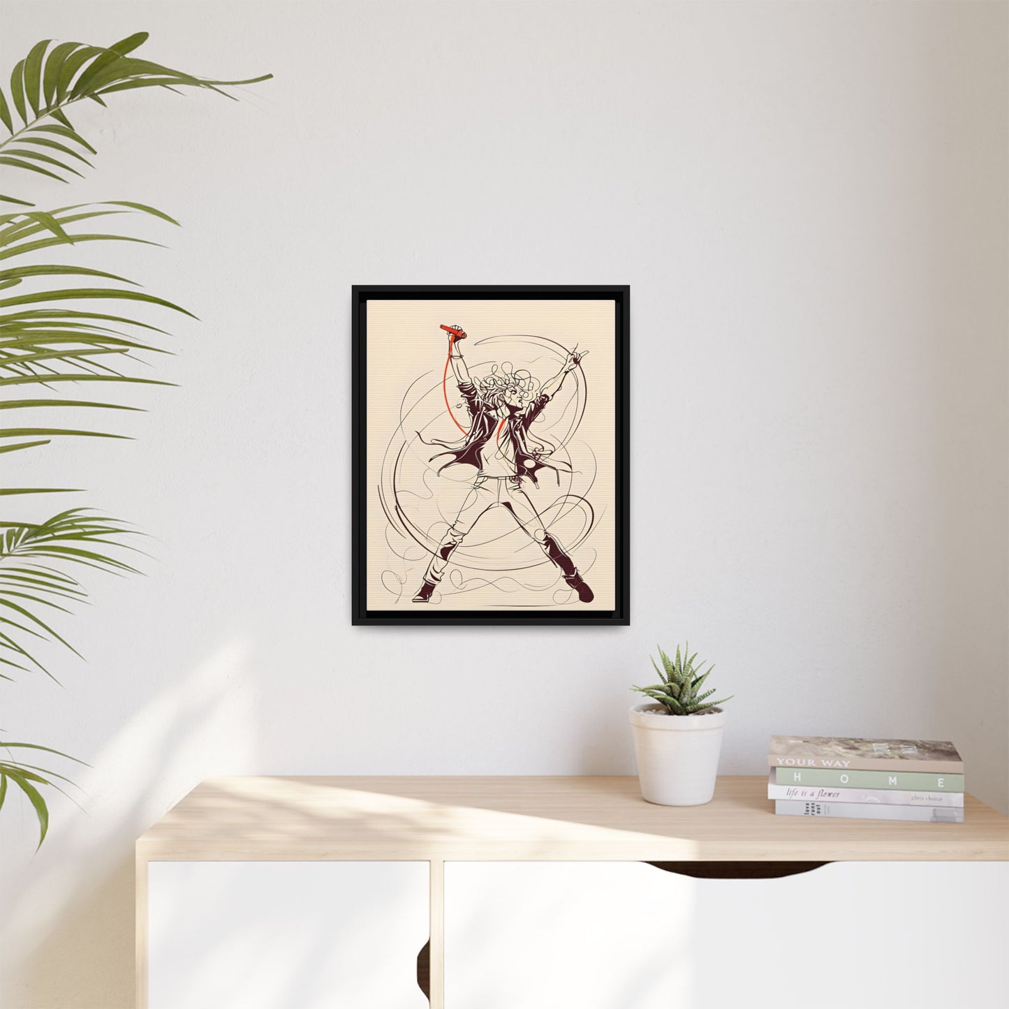 Rock Star Matte Canvas Wall Art - Framed Multi-color Music Print