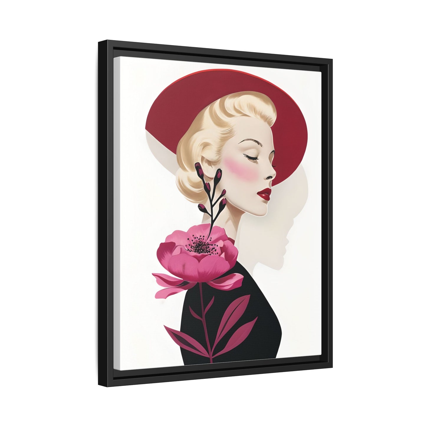 Elegant Floral Portrait of Grace Kelly Canvas Print