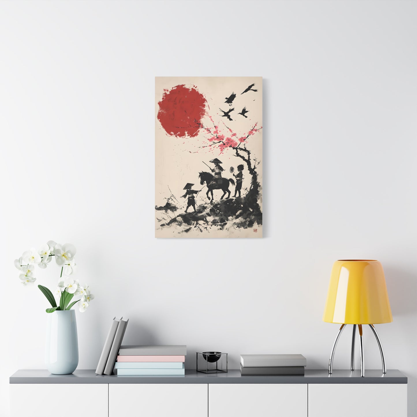 Children Playing Amid Cherry Blossom - Japanese Samurai Canvas Art Print