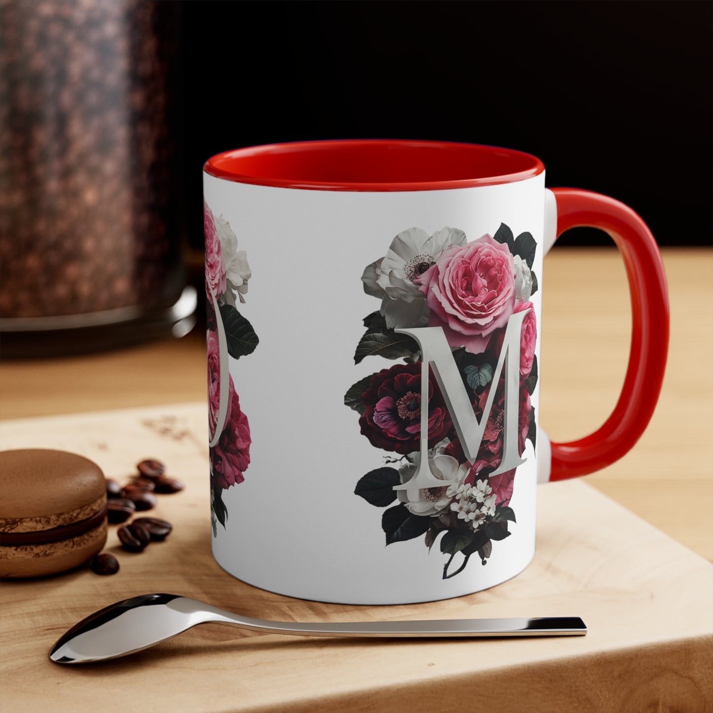 Personalized Floral Initial Accent Mug