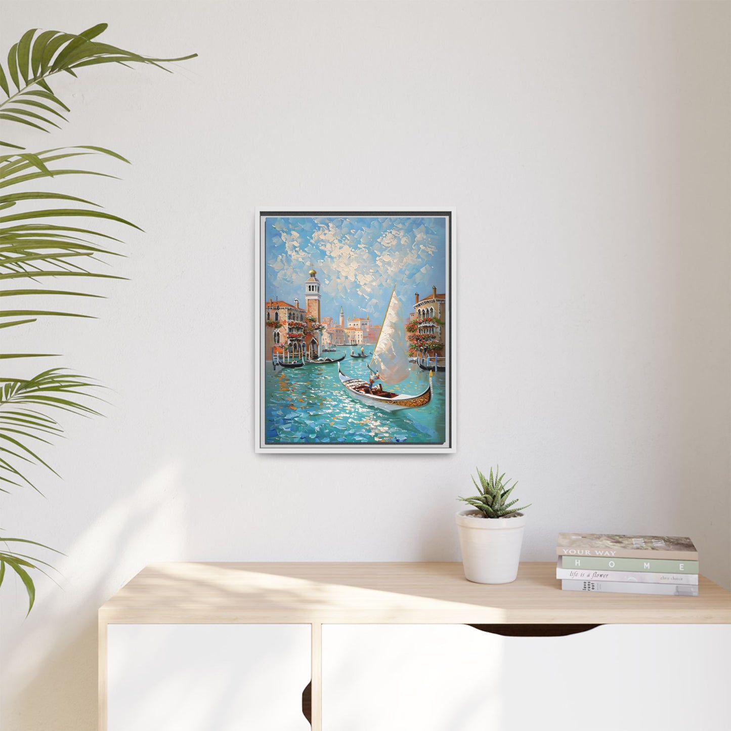 Vibrant Impressionist Venice Scene with Gondolas and Sunlight
