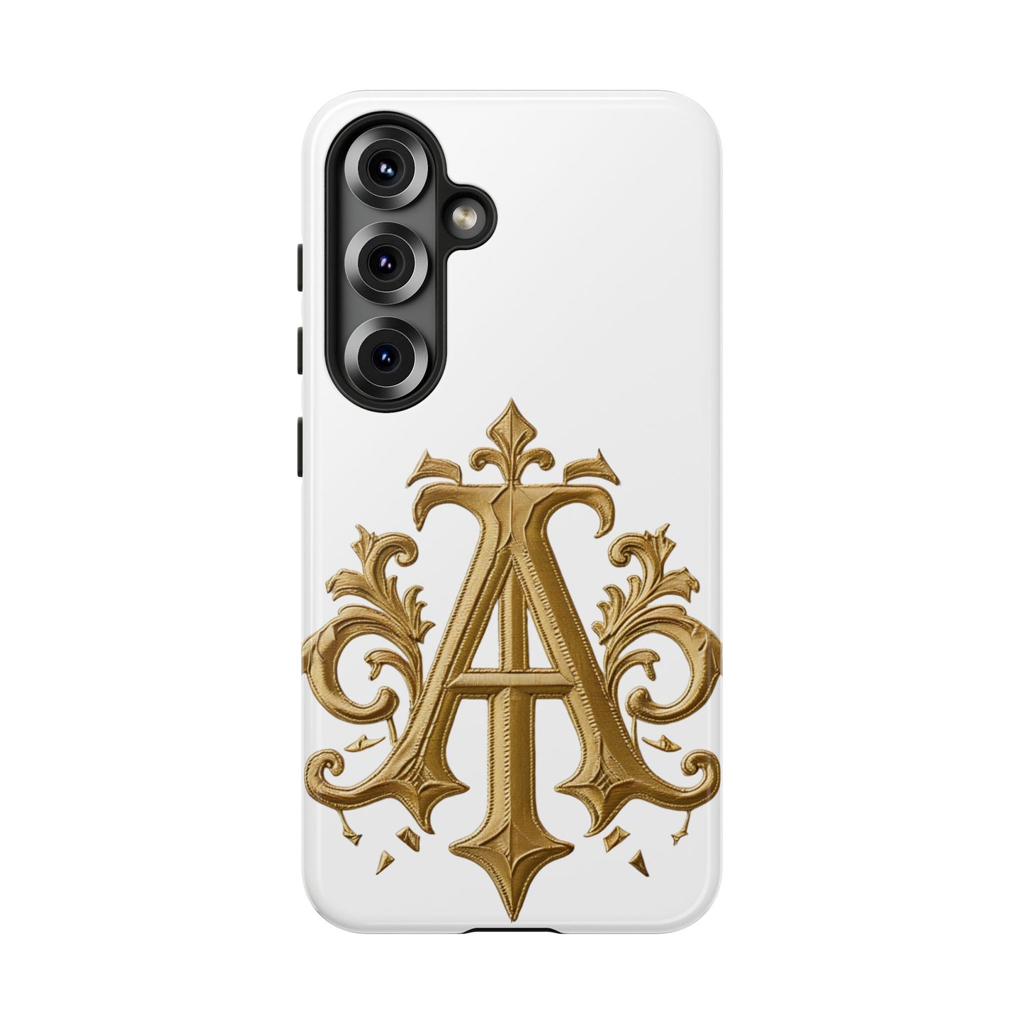 Elegant Phone Case with Floral Gold Monogram Design Print