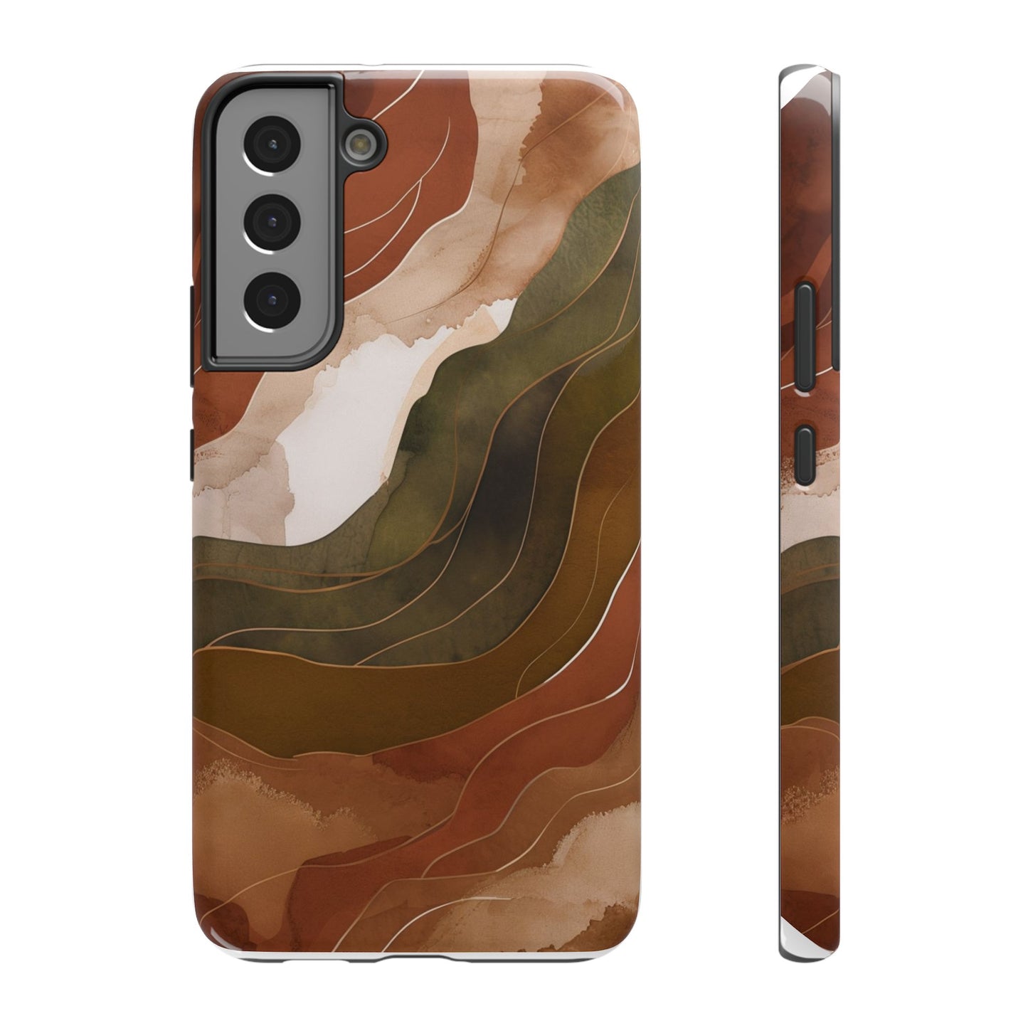 Stylish Impact-Resistant Phone Case - Abstract Earthy Design