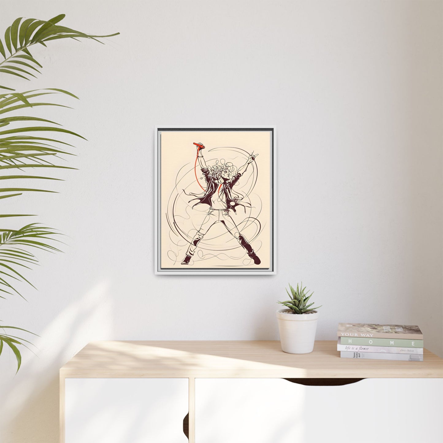 Rock Star Matte Canvas Wall Art - Framed Multi-color Music Print