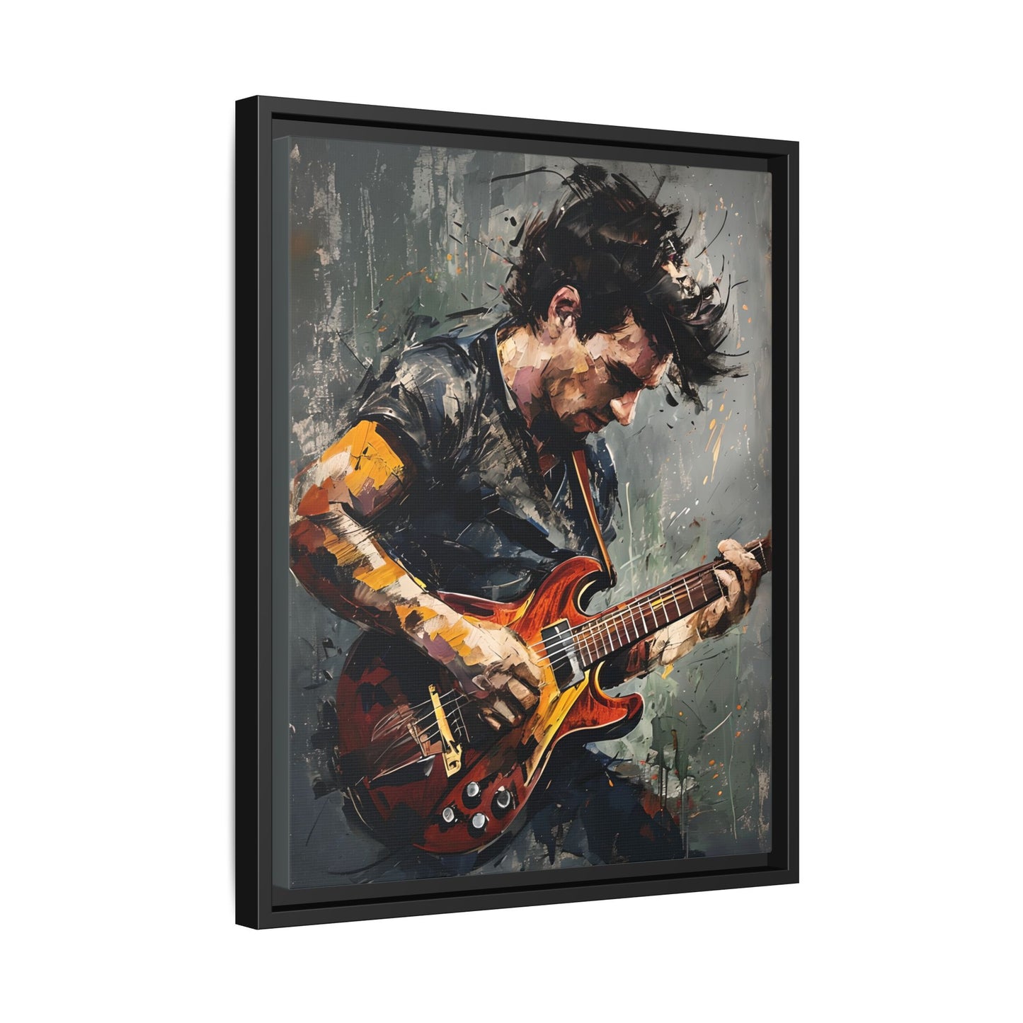 Musical Passion Framed Canvas - Colorful Guitar Art