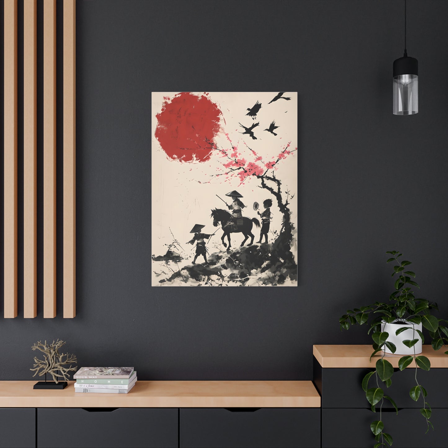 Children Playing Amid Cherry Blossom - Japanese Samurai Canvas Art Print