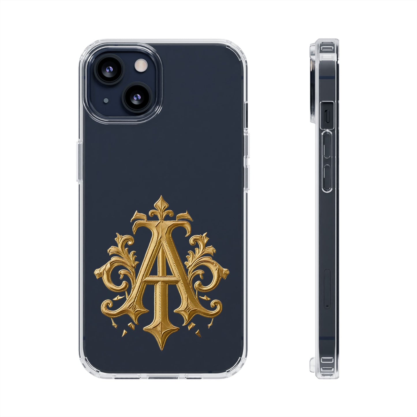 Personalized Clear Phone Case with Elegant Gold Initial Design