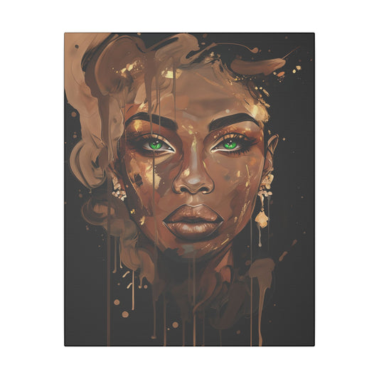 Artistic Canvas Print of Beautiful Woman with Green Eyes