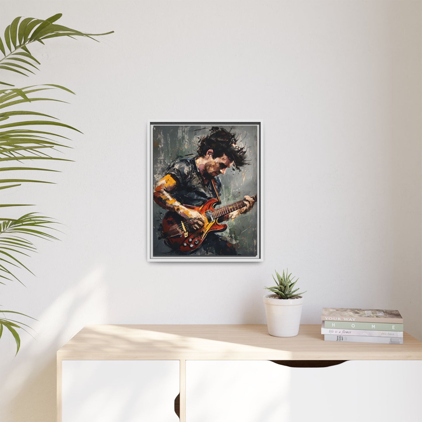 Musical Passion Framed Canvas - Colorful Guitar Art