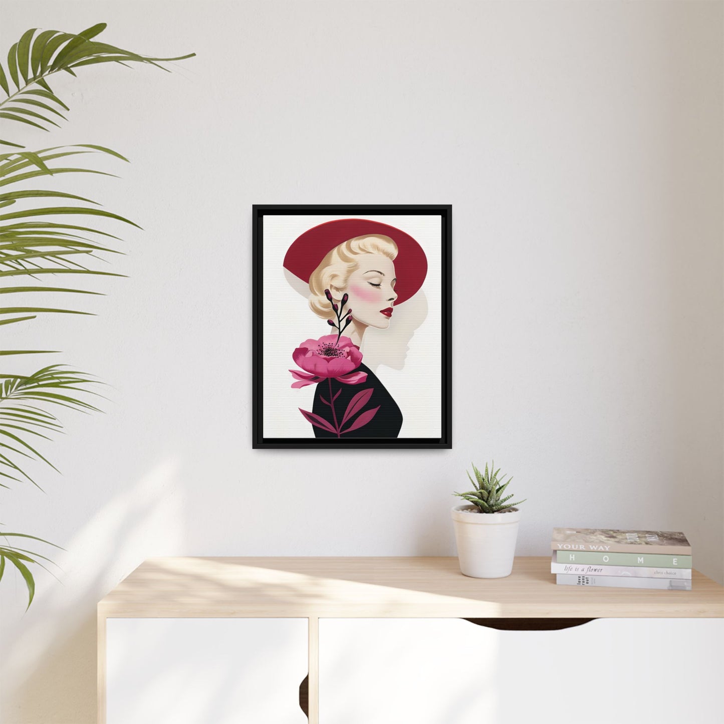 Elegant Floral Portrait of Grace Kelly Canvas Print