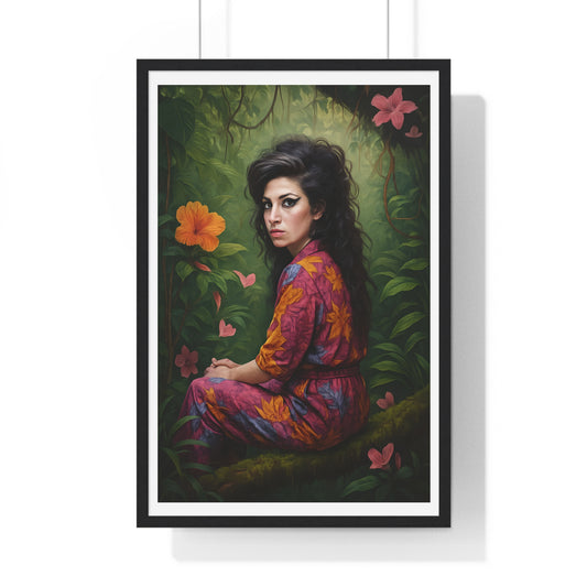 Amy Winehouse Seated on a Branch in Tropical Jungle
