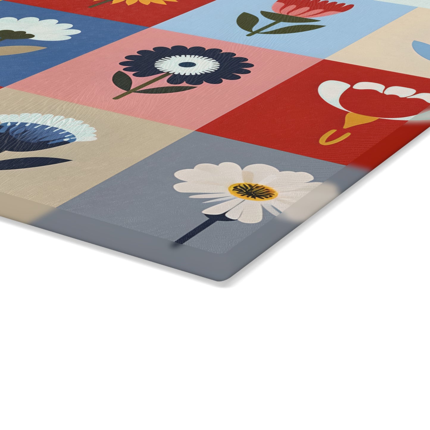 Vibrant Floral Glass Cutting Board