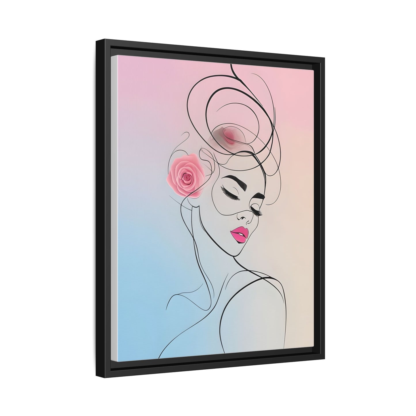 Framed Minimalist Canvas Art - Elegant Floral Portrait