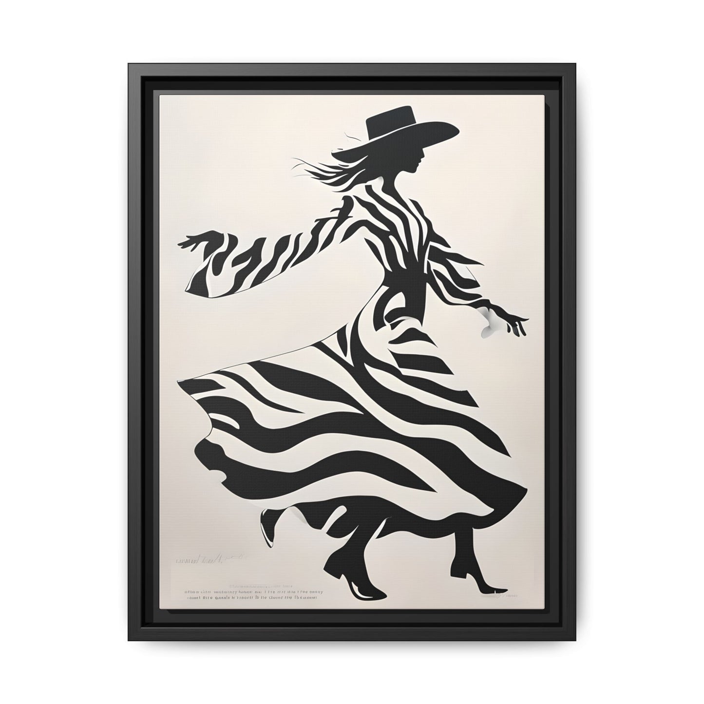 Dynamic Cowgirl in Motion with Striking Black and White Aesthetic Print