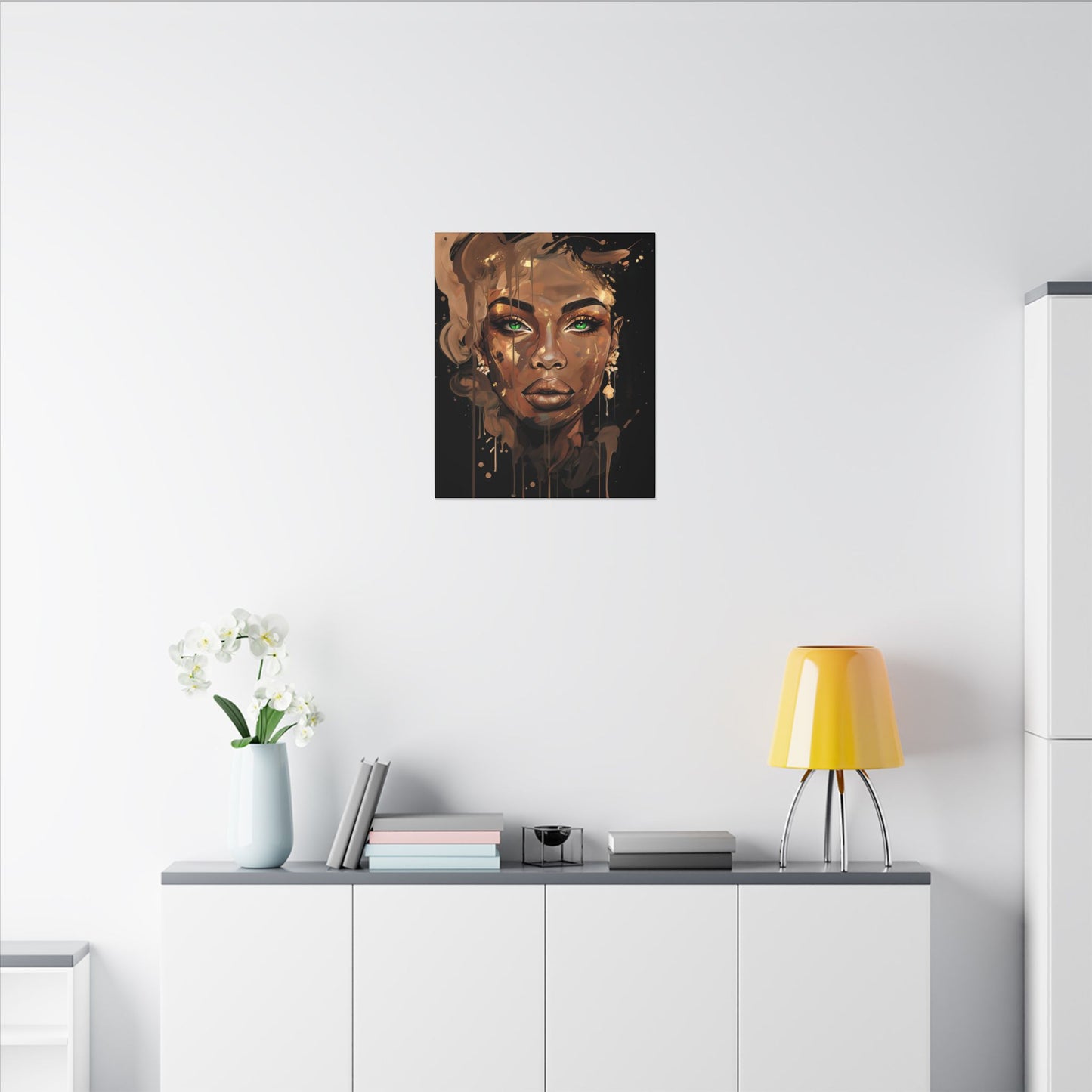 Artistic Canvas Print of Beautiful Woman with Green Eyes