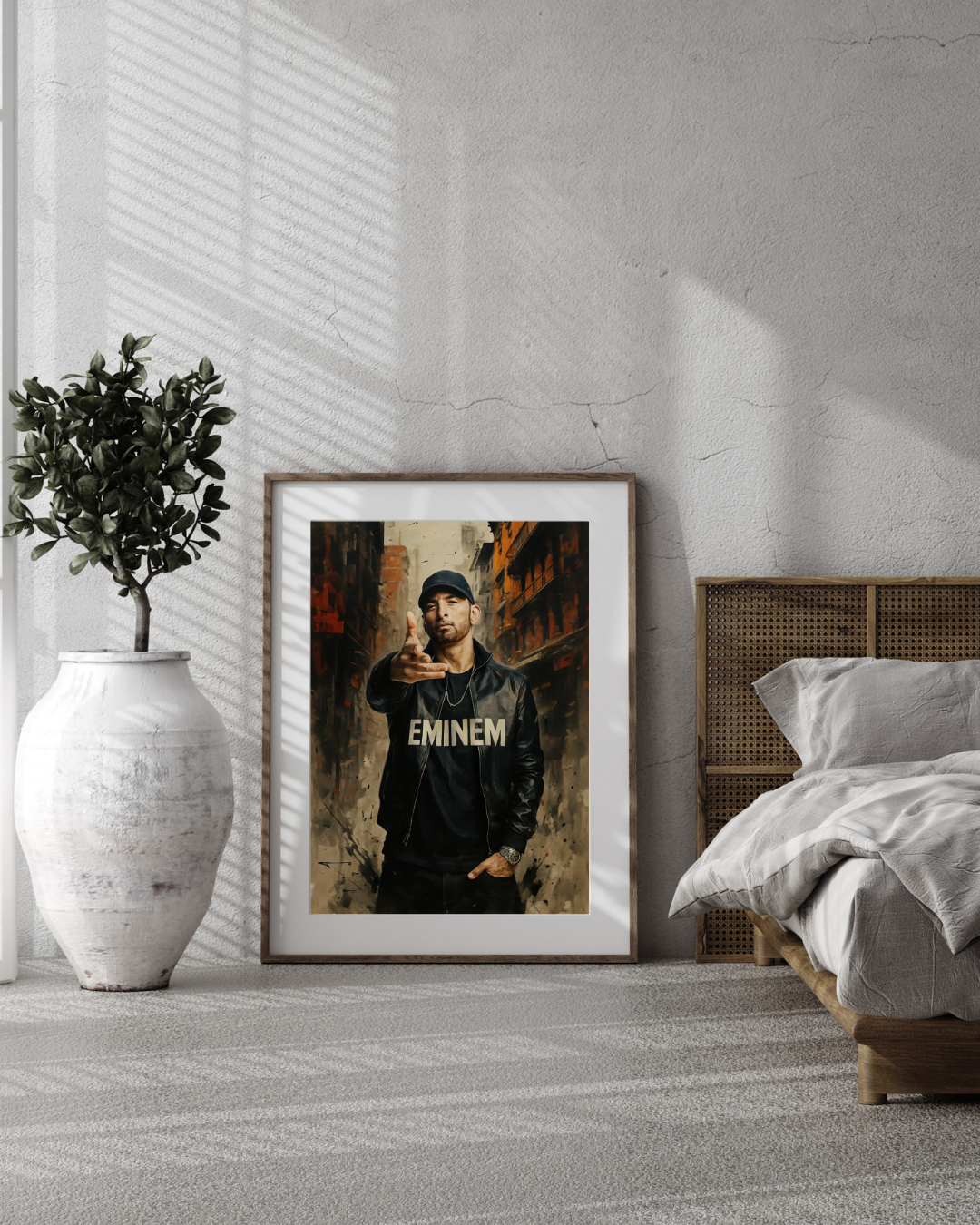 Framed Poster: Enimem Against the Cityscape