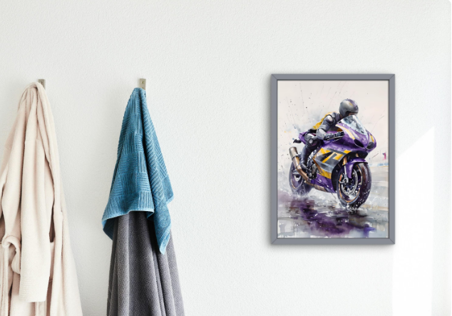 Vibrant Purple Motorbike Racing Poster Print