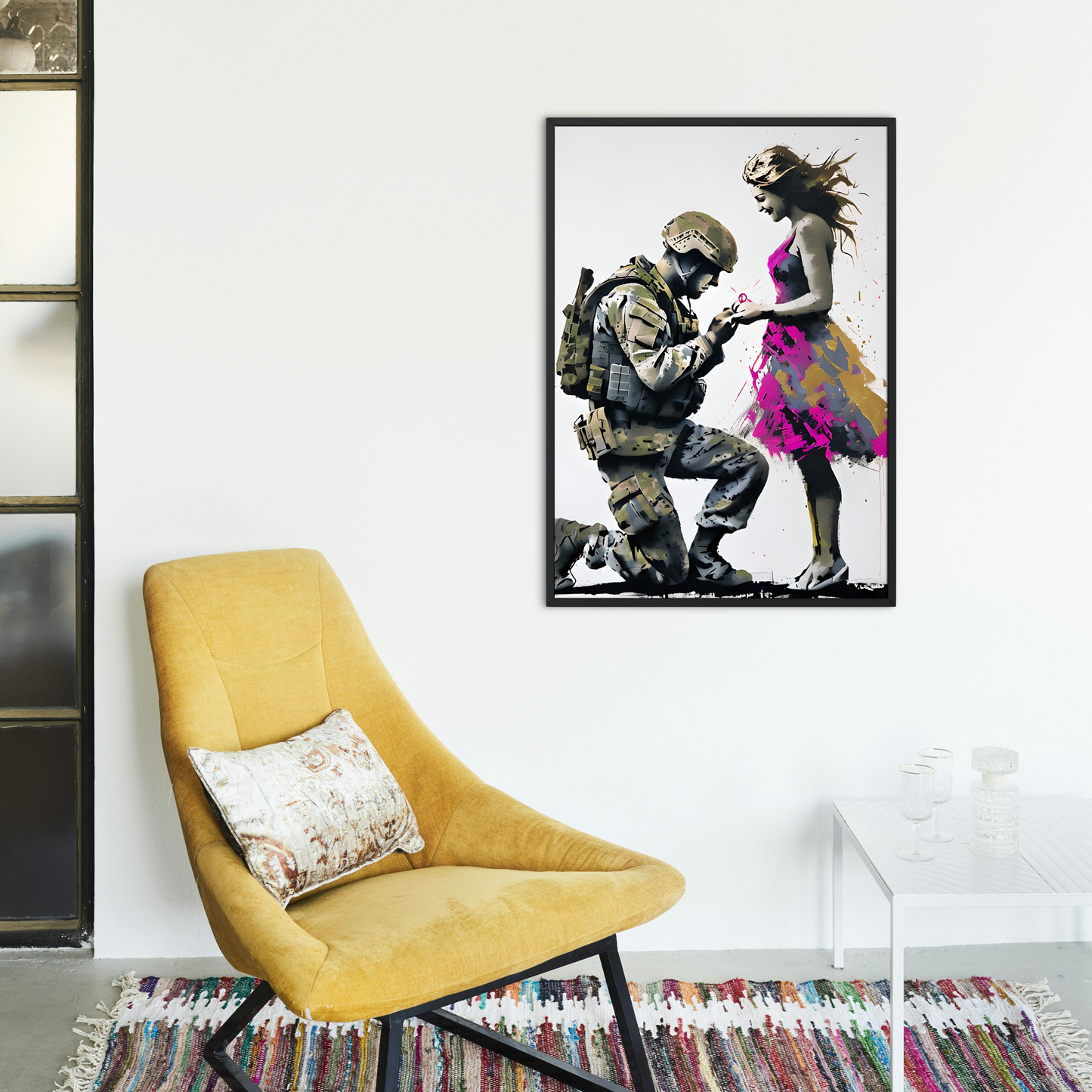 Military Love:Soldier's Heartfelt Proposal Framed Print