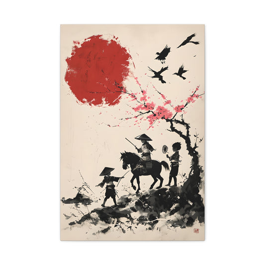 Children Playing Amid Cerry Blossom - Japanese Artwork in Canvas Print