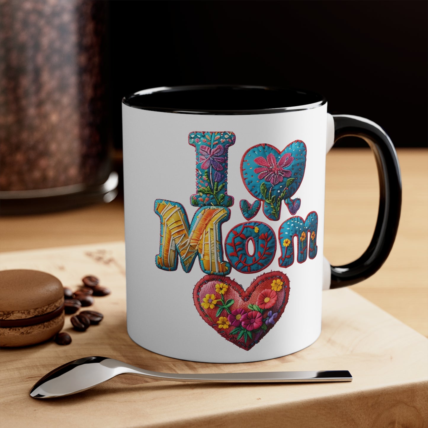 I Love Mom Accent Mug