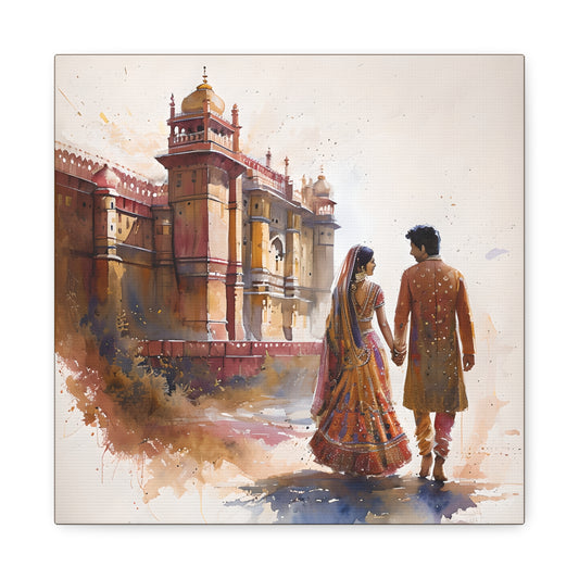 Couple Walking Along the Rajasthan Palaces
