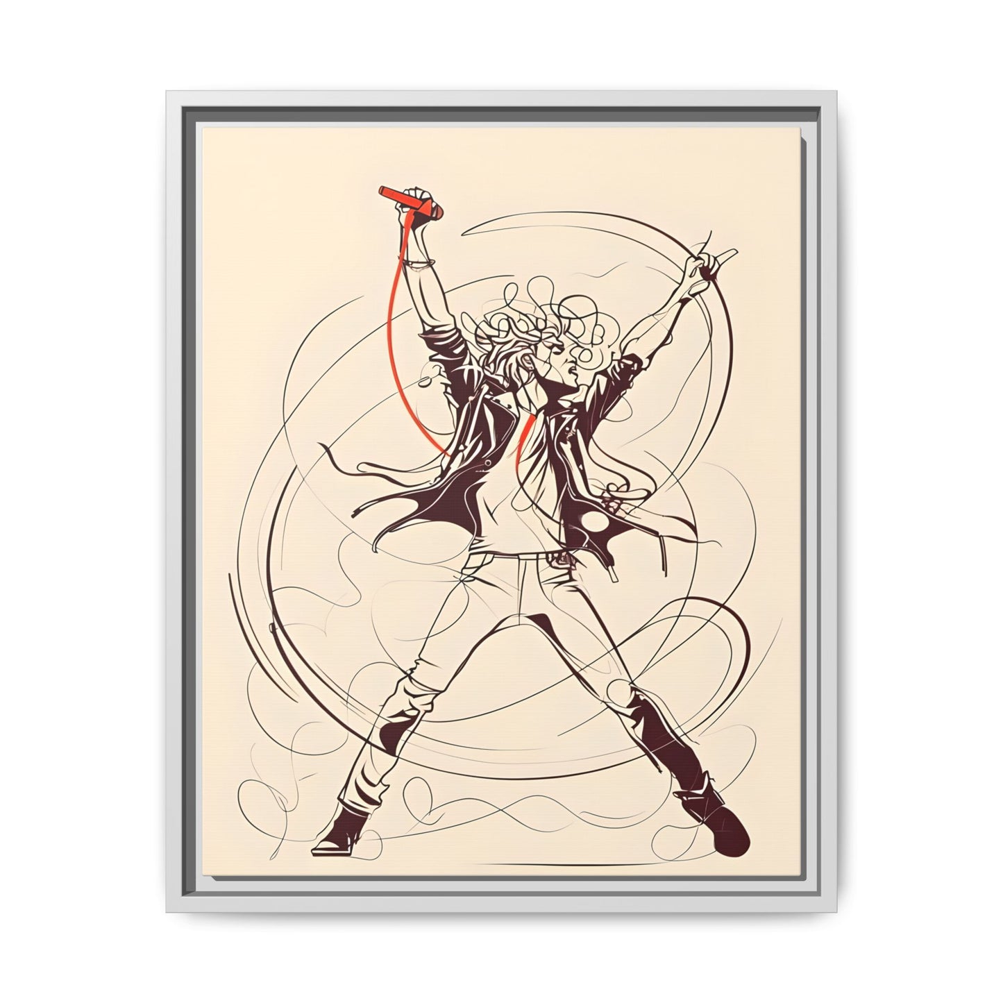 Rock Star Matte Canvas Wall Art - Framed Multi-color Music Print
