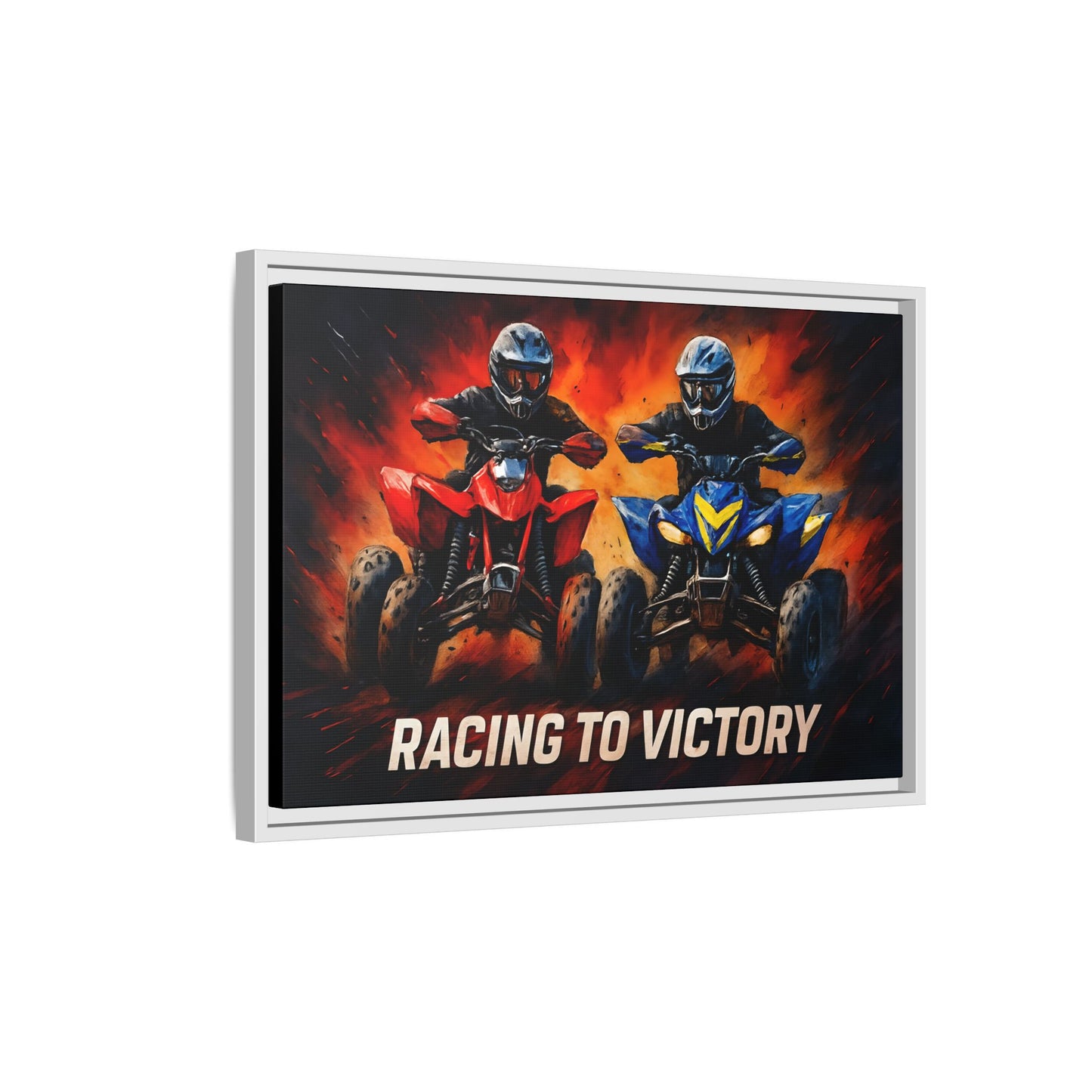 Canvas Print, Quad Bike Racing for Victory Wall Art, Framed Picture, Motorsport Home Decor, Racing Fan Gift, Race Track Poster