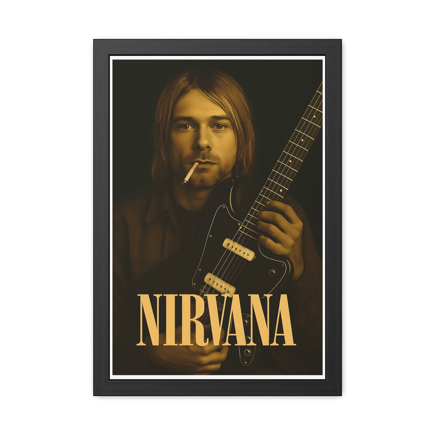 Kurt Cobain Framed Poster, Nirvana Art Print