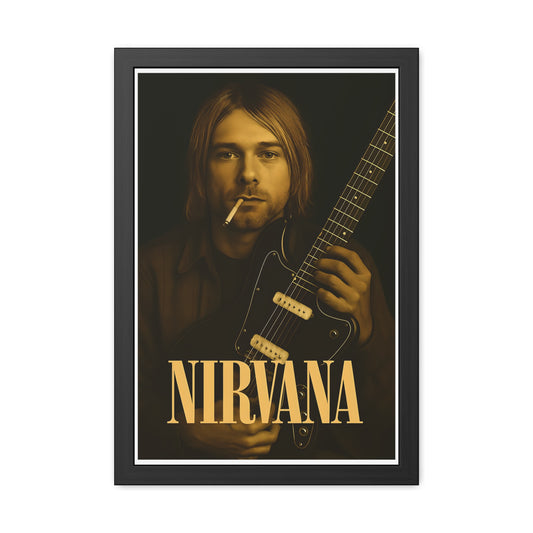 Kurt Cobain Framed Poster, Nirvana Art Print