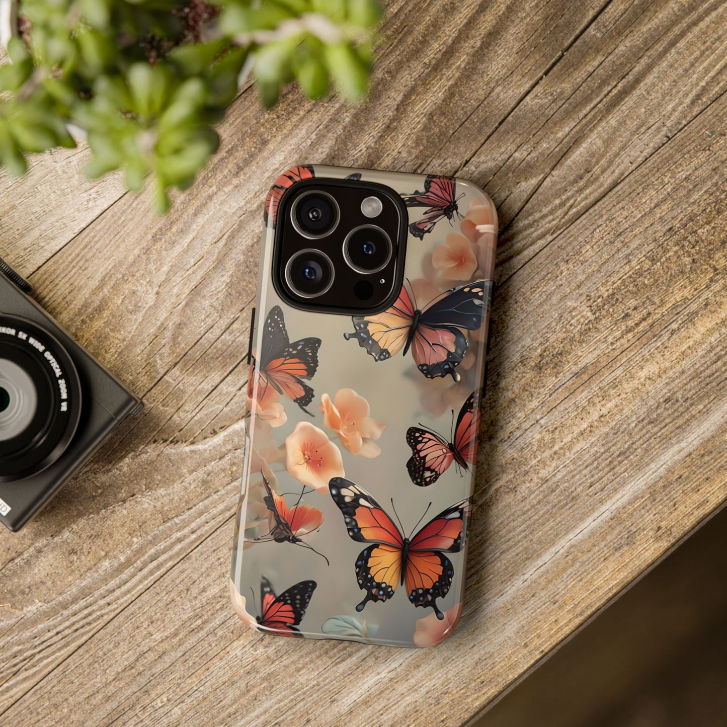 Butterfly Phone Case with Floral Design Print