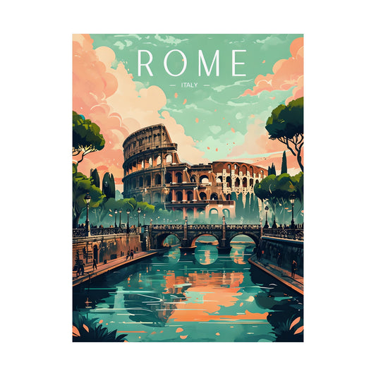 Rome Italy Matte  Poster - Vintage Travel Artwork