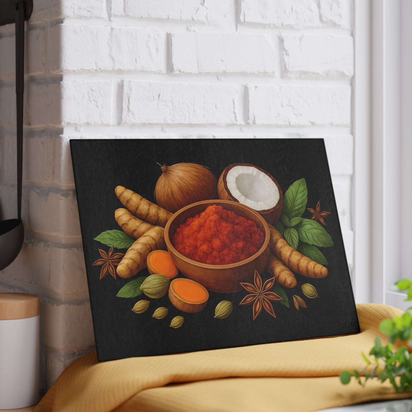 Spice-Themed Glass Cutting Board