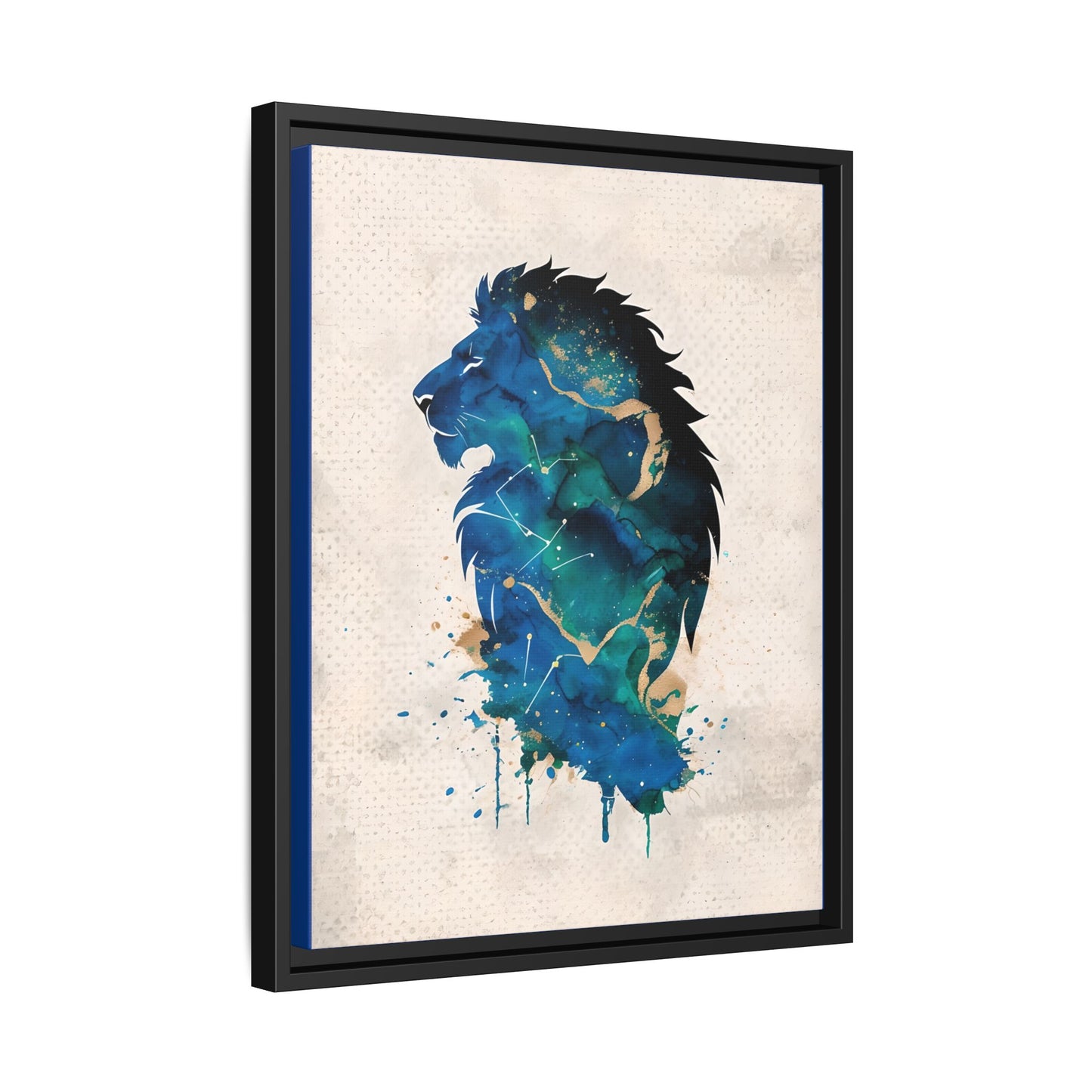 Majestic Lion Silhouette Watercolour in Framed Canvas Art
