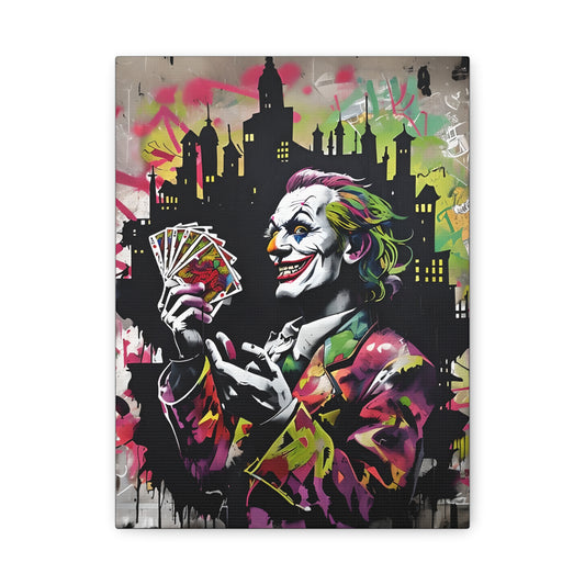 Joker with the Pack of Cards Art Canvas