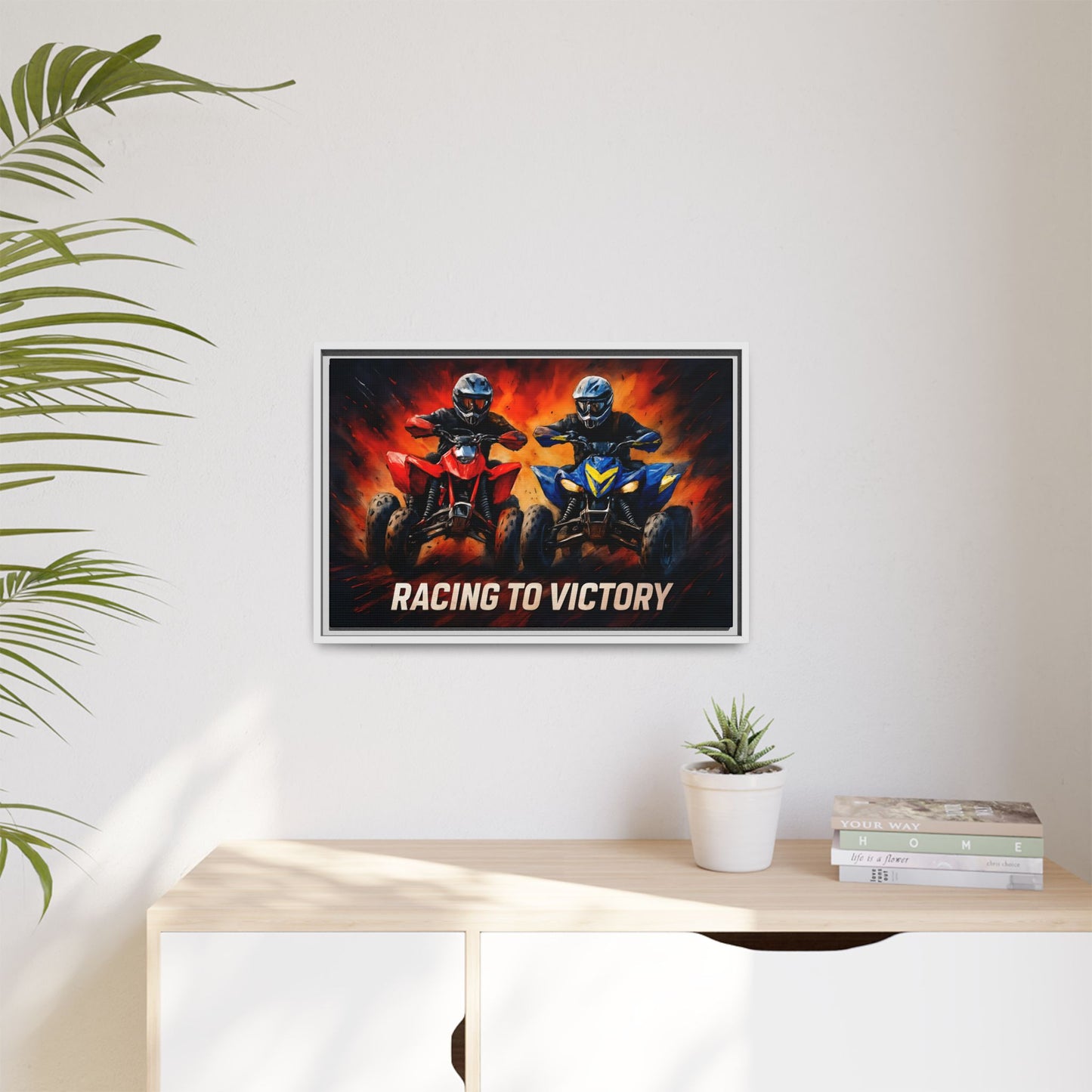 Canvas Print, Quad Bike Racing for Victory Wall Art, Framed Picture, Motorsport Home Decor, Racing Fan Gift, Race Track Poster