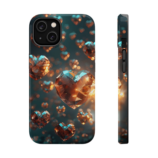 Heart-Shaped Magnetic Tough Phone Case - Unique Crystal Design