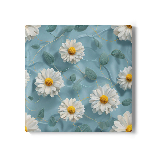Floral Ceramic Coaster Set - Daisy Design
