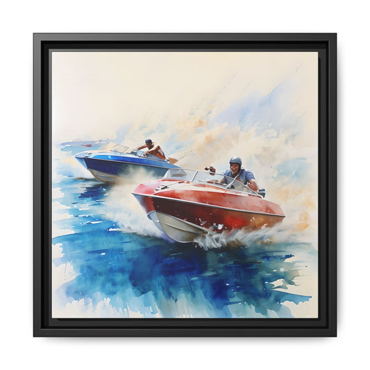 Watercraft Racing Framed Matte Canvas Art Print