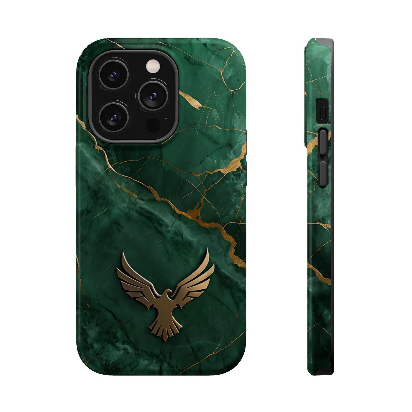 Elegant Green Marble Phone Case with Eagle Design | Magnetic Tough Case