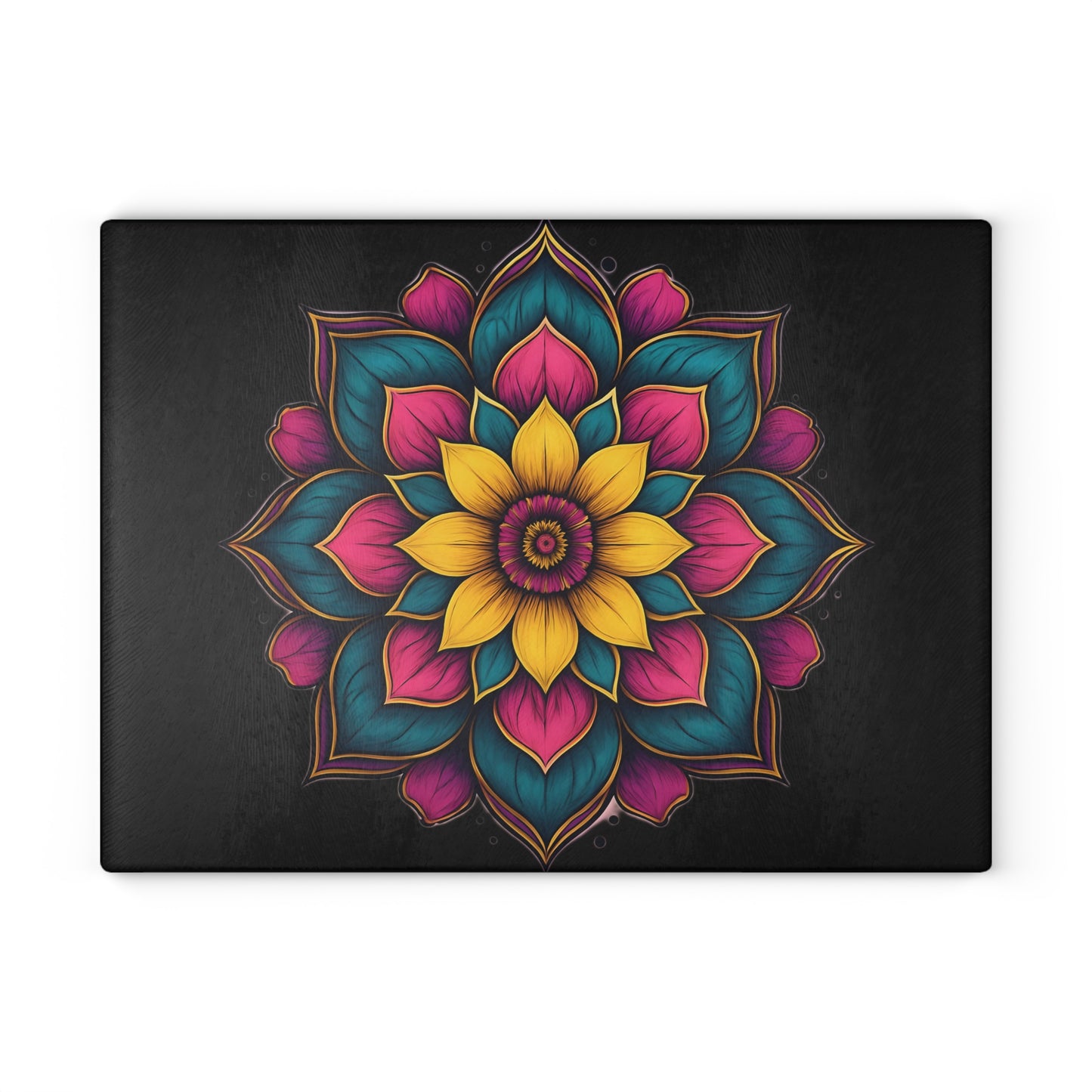 Vibrant Mandala Glass Cutting Board