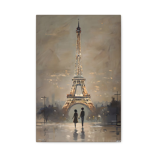 Romantic Evening Stroll Under The Illuminated Eiffel Tower