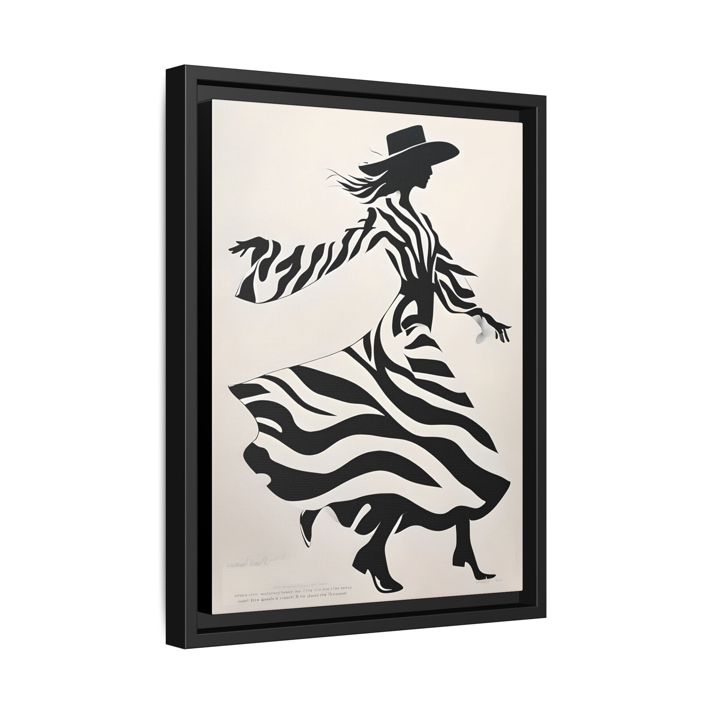 Dynamic Cowgirl in Motion with Striking Black and White Aesthetic Print